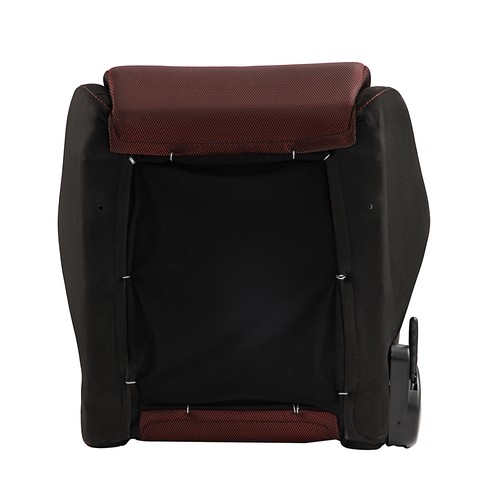 Black+Red Mesh Fabric Reclinable Universal Racing Seats Pair Left/Right W/Slider - Picture 7 of 7