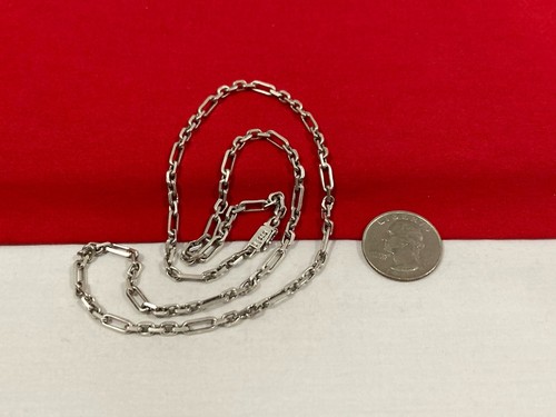 "Collar de cadena Figaro rectangular de plata de ley 925 vintage TAXCO MEXICO 22""" - Imagen 15 de 16
