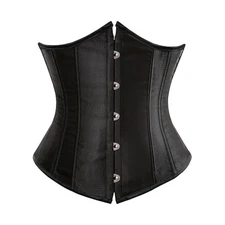 Women's Satin Underbust Corset Bustier Waist Training Lace Up Slimming Bustier