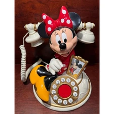 Vintage Minnie Mouse Desk Telephone Telemania Push Button Talking Phone Disney