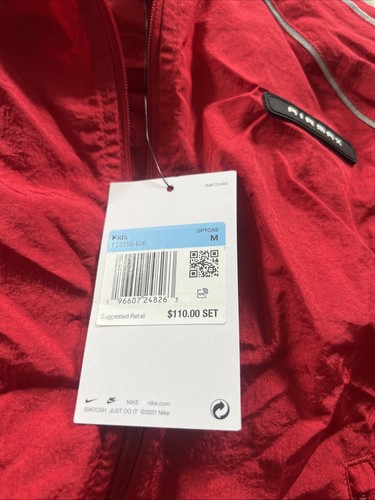 Nike AIR MAX CHILDREN KIDS TRACKSUIT Red Size M FD3156-636 Nylon $110 - Picture 6 of 9