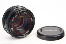 K Mount Promaster MC 50mm f/1.7 Standard Prime MF Lens with Front Cap V22