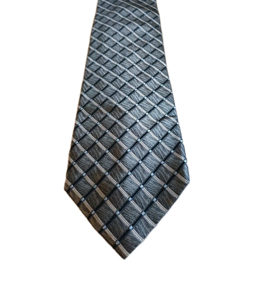 Corbata de seda italiana hecha a mano Valerio Garati dorada y negra texturizada... Foto 2 de 4