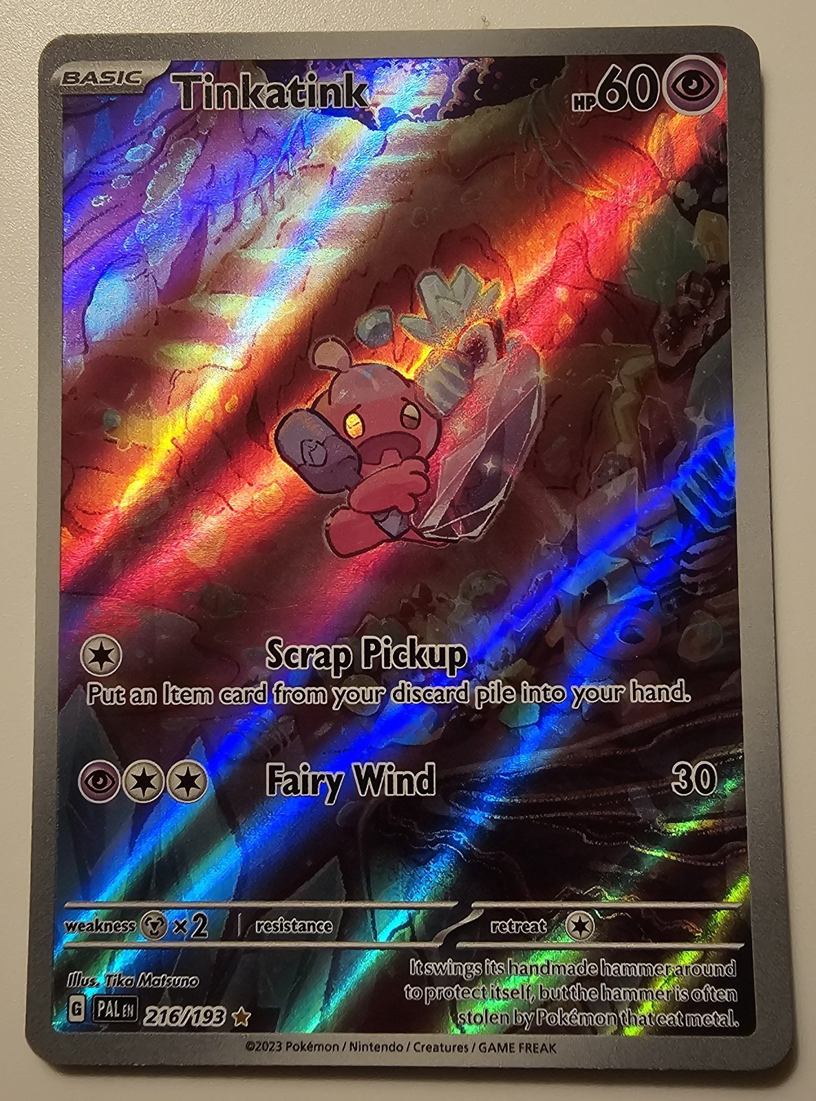 Pokémon Paldea Evolved Tinkatink 216/193 Illustration Rare MINT *PACK FRESH*