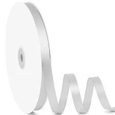 3/8 Inch x 100 Yards Satin Ribbon Silver Silk Spool Gift Wrapping Christmas