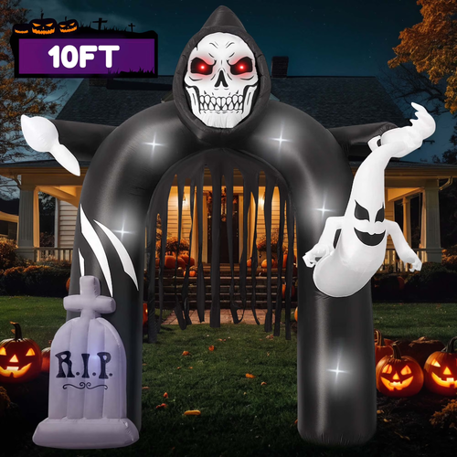 10FT Halloween Inflatables Ghost Archway, Blow up Outdoor Yard Lawn Garden Decor - Picture 10 of 12