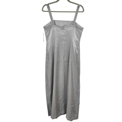 Vintage Y2K Alex Evenings Beaded Maxi Dress Womens 14P Silver Gown NWT Glam - Picture 4 of 9