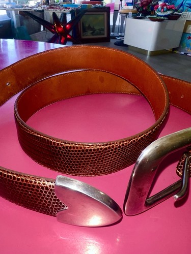 Vtg Barry Kieselstein Cord New York Vogt Sterling Silver 925 Genuine Lizard Belt - Picture 10 of 16