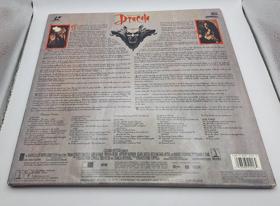 Laserdisc Horror / Sci-Fi Lot of 3 Bram Stoker's Dracula Species Anaconda Deluxe Foto 2 de 4