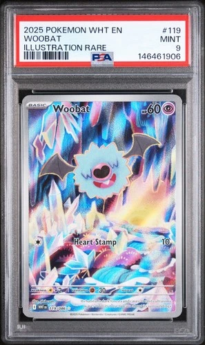 2025 Pokemon Wht EN-White Flare Illustration Rare Woobat 119 PSA 10