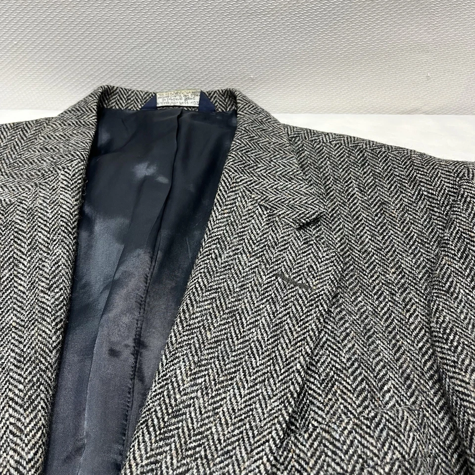 Blazer Harris Tweed Espiga Lana Abrigo Deportivo Chaqueta Hombre’s 46L Gris Negro De Colección Foto 4 de 4