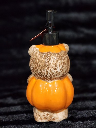 Teddy Bear Jack O Lantern Soap Lotion Dispenser 8" Halloween Pumpkin Pump Bath - Bild 4 von 9