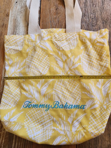 Tommy Bahama Pineapple Tote Bag Yellow White Casual Beach Sack - Picture 3 of 11