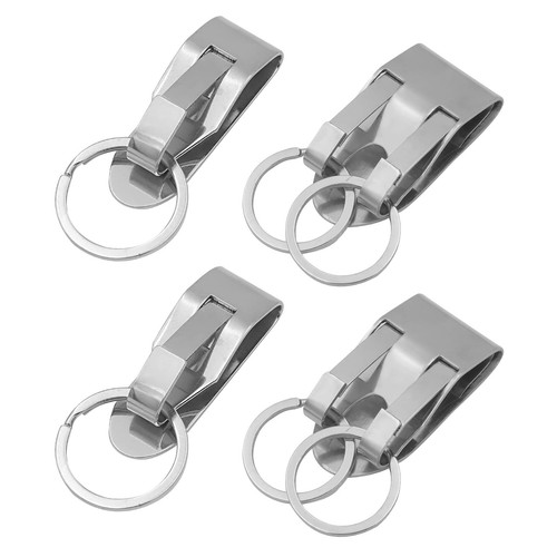 4 Pcs Belt Key Holder Clips, Stainless Steel Security Belt Clip Keychain, Qui...