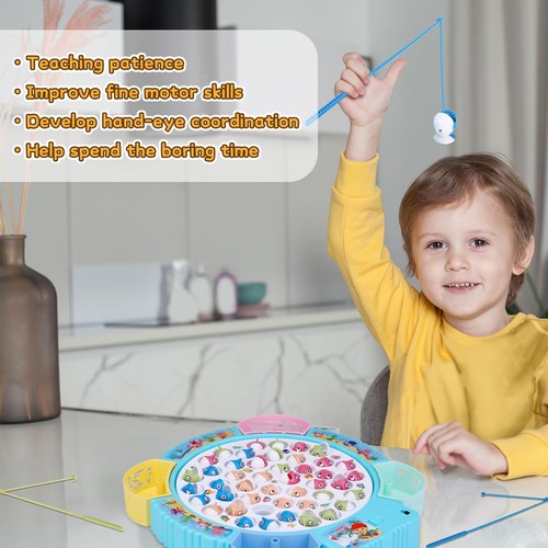 Magnetic Fishing Game Toys, Rotating Board Game with Music Including 45 Fishe... - Bild 3 von 6