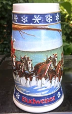 Budweiser 1995 "Lighting the Way Home" Holiday Stein * Anheuser-Busch