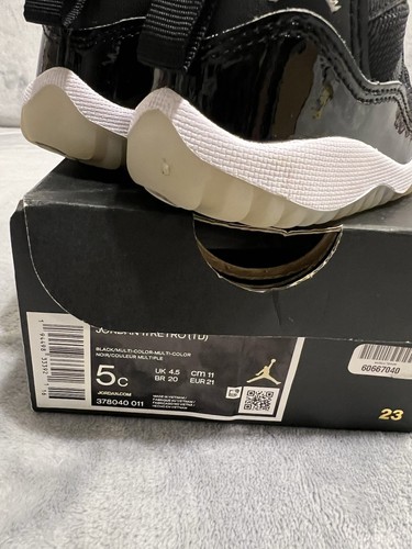 Nike Air Jordan 11 Retro TD 5C Jubilee Negro Blanco Plata Bebé 378040-011 - Imagen 11 de 12