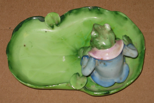 ANTIQUE MADE IN OCCUPIED JAPAN BEAUTIFUL OPEN MOUTH FROG ASHTRAY 5"Long - Picture 3 of 4