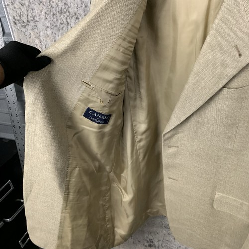 Canali Blazer 54 Regular Beige Silk Linen Wool Sport Coat 2 Button Italy Men’s - Picture 5 of 14