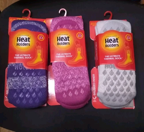 Ladies Thermal Slipper Socks - Thick and Warm Heat Holders (3 PAIRS)