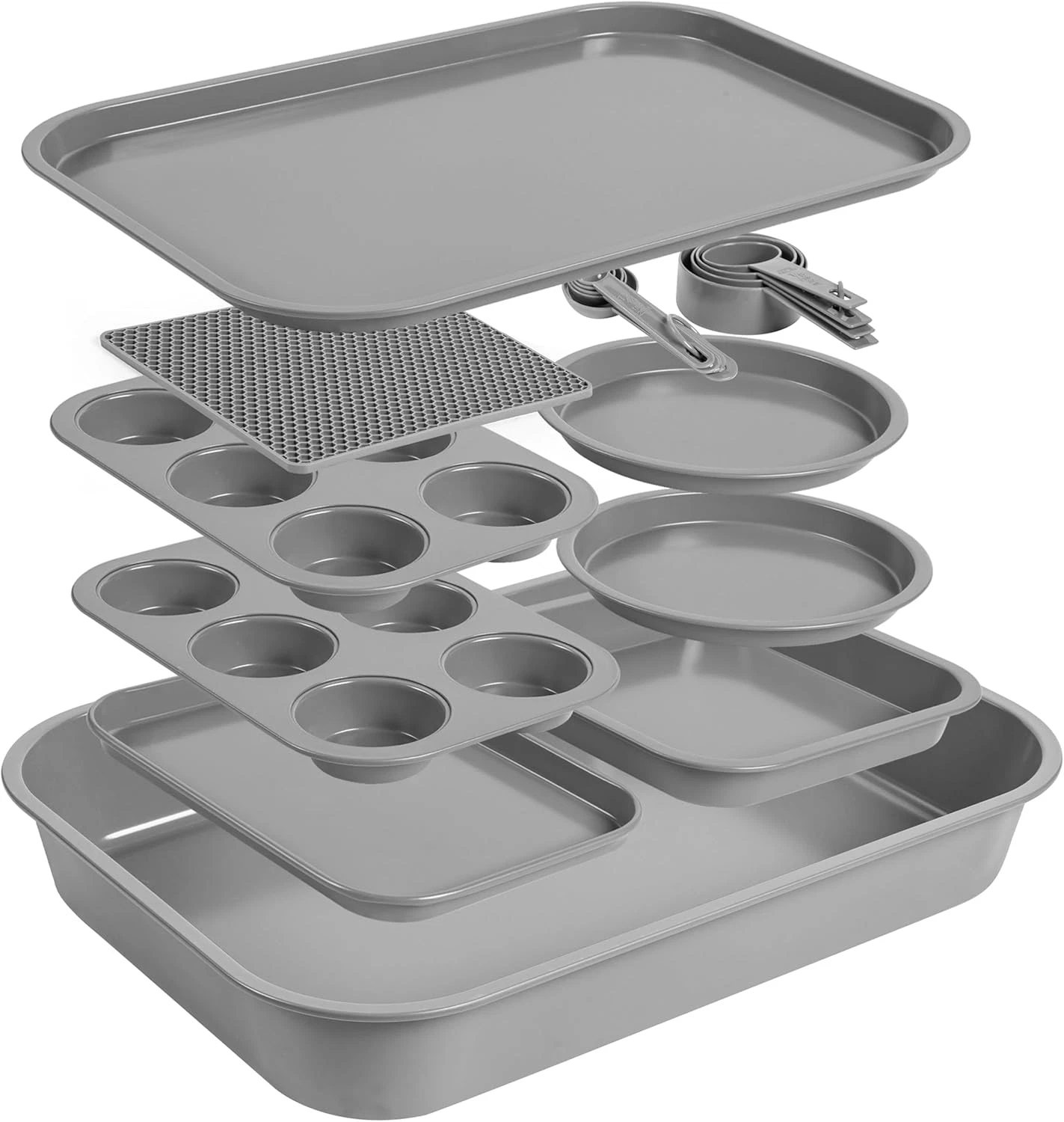 11 Piece Stackable Nonstick Baking Pan Set, Space-Saving Nesting Bakeware, 6-Cup
Opens in a new wind