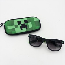 MINECRAFT CREEPER TODDLER BOYS SUNGLASSES WITH CASE ZIPPER POUCH