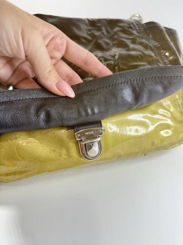 Authentic Prada Gold Ombre Patent Leather Flap Shoulder Bag made in Italy - Picture 14 of 19