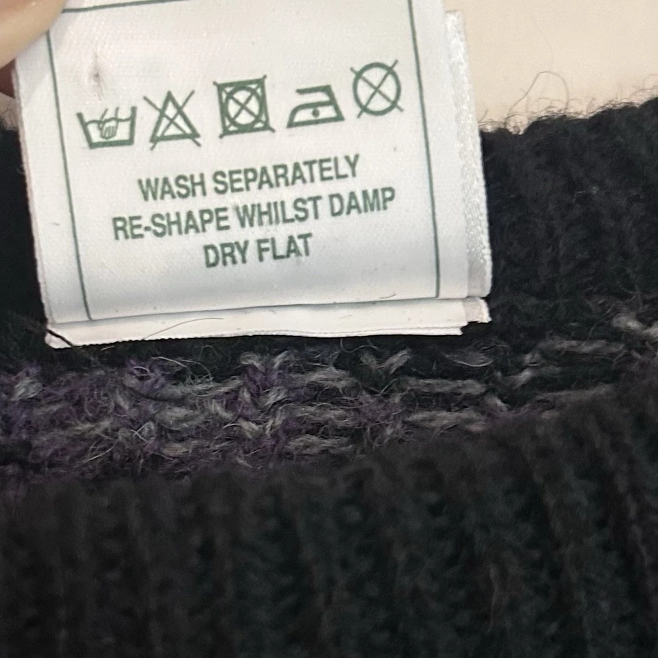 Винтажный Laura Ashley Шотландии 100% шерсти пуловер свитер Sz M/L цветочный тяжелый фиолетовый - Изображение 4 из 4