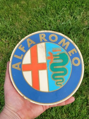 Original Vintage 1970s Alfa Romeo Car Dealership Wood POS Display 7.5'' Sign GTV6