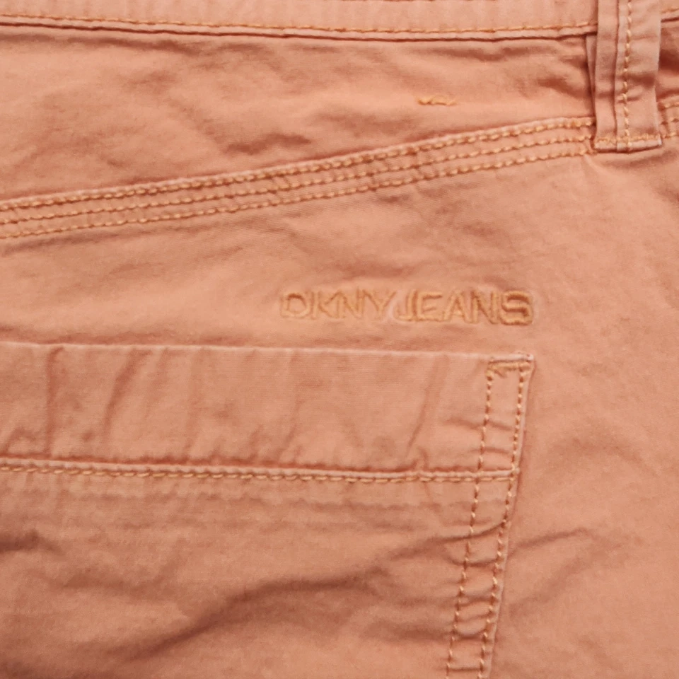 Pantalones Cortos DKNY Para Mujer Talla 10 Naranja Tiro Medio Informales Pestaña Enrollable Dobladillo Elástico Algodón Foto 4 de 4
