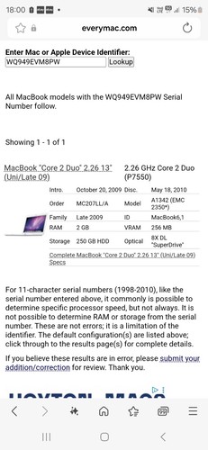 Macbook A1342 EMC 2350, Core Duo, 13.3", 250Gb HDD,2Gb RAM,USER PASSWORD LOCKED - Picture 3 of 22