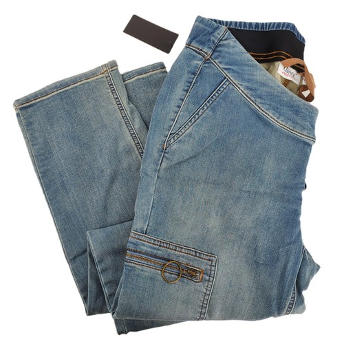 D & Co Adaptive Womens M Straight Leg Denim Jeans Elastic Waist Cargo Pocket New - Picture 3 of 8
