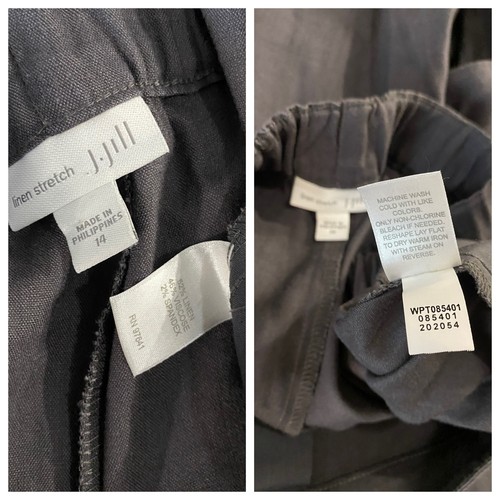 Pantalone donna Jill lino elasticizzato taglia 14 grigio cropped gamba larga pull on - Foto 7 di 9