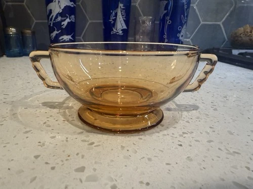 Fostoria Mayfair Yellow Amber Cream Soup Bowl Elegent Depression Glass