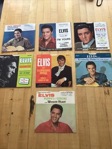Elvis Presley 7x 45 picture sleeve lot, No Vinyl