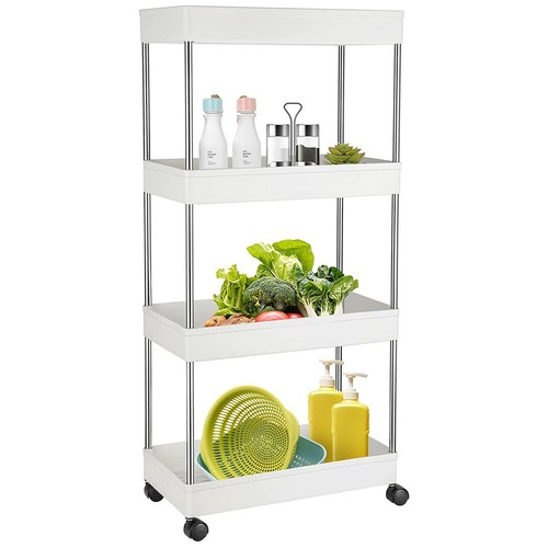 4Tier Narrow Kitchen Trolley Rolling Storage Rack Holder Shelf Organiser Wheels - Picture 11 of 11