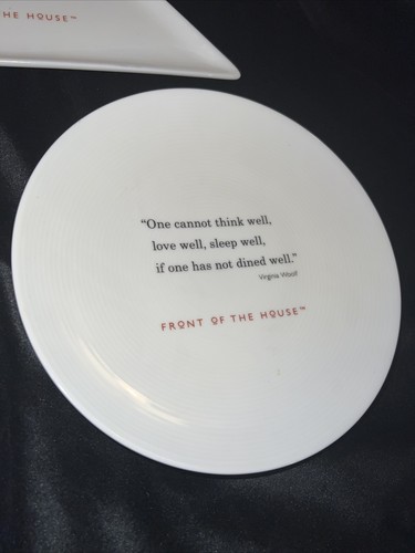 Set Of 3 FOH White Ceramic 🔺▪️⚪️Plates With Quotes Julia Child Virginia Woolf - Picture 4 of 12