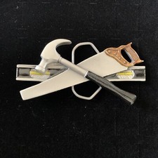 Great American Buckle Co. Enameled Pewter Belt Buckle 1981 Carpenter Contractor