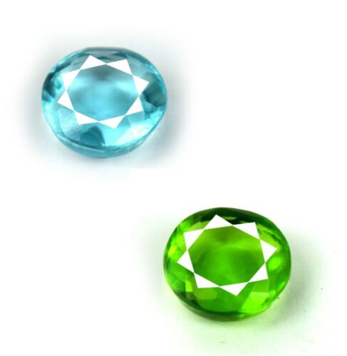 Runder Peridot & Aquamarin 13-15 kt natürlicher Edelstein Paar zertifizierter US-Verkäufer - Bild 3 von 4