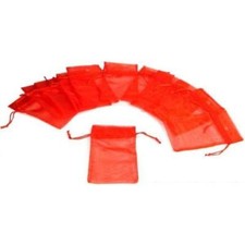 12 Red Organza Drawstring Pouches Case Jewelry Gift Bags 4" x 5"