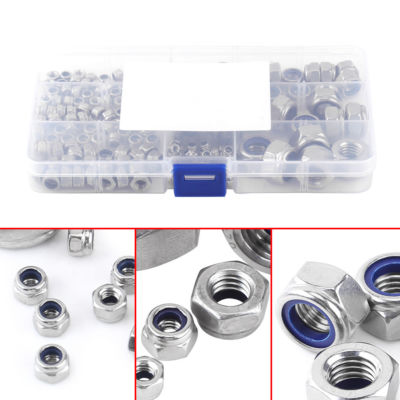 165pcs Stainless Steel Nylon Insert Locknut Assortment Kit M3 M4 M5 M6 M8 M10M12