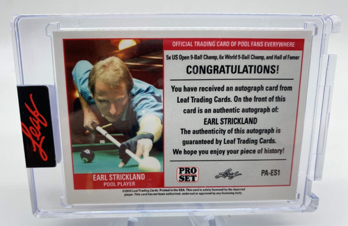 2023 Leaf Pro Set EARL STRICKLAND Pool Player XRC Rookie Autograph 254/415 - Picture 2 of 2