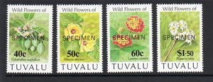 TUVALU-MNH-1993-SG664-667-FLOWERS-SPECIMEN-OPT