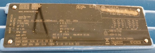 WEG 00709ET3E256T-W22 7.5 HP 880 RPM TEFC New Motor Free Shipping! - Picture 5 of 6