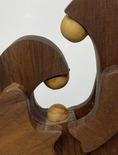 Vintage Handarbeit MCM Holz Heilige Familie Statue Modernist Minimalist - Bild 2 von 9
