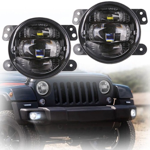 Pair 4"inch LED Fog Lights Bumper Driving Lamps for 2007-2017 Jeep Wrangler JK - Picture 1 of 7