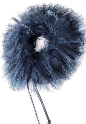 Pelz Schal Tibetlamm Boa Loop Kragen Lammfell Mantel Besatz Fell Bicolor Blau - Bild 3 von 3