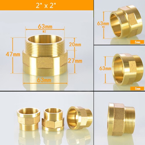 Muffennippel BSP 1/2" bis 2" Innen-Außengewindefitting Messing Reduziert Adapter - Picture 18 of 18