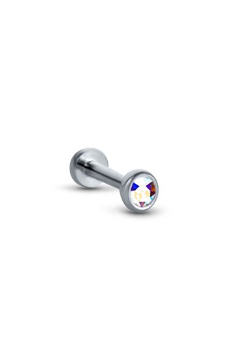 Titanium Labret Style Nose Ring Stud Threadless Push Pin 3mm CZ 16G 18G 20G 5677 - Picture 3 of 13