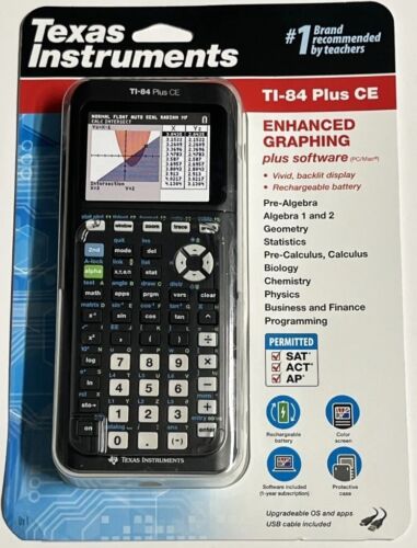 Texas Instruments TI-84 Plus CE Enhanced Graphing Calculator Black New In Box  - Picture 1 of 5